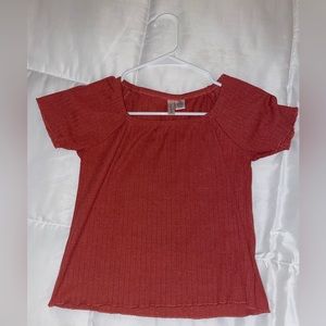 Burnt Orange/Red Square Neck Blouse/Top